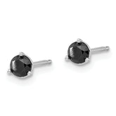 14K White Gold Black Diamond Stud Earrings: Elegant Rhodium-Plated Design
